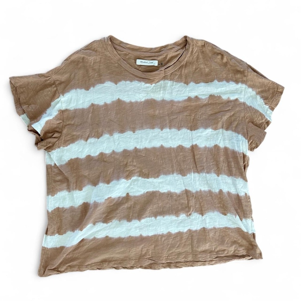 Anthropologie Mustard Seed Brown & White Tie-Dye 100% Cotton Short Sleeve Tee